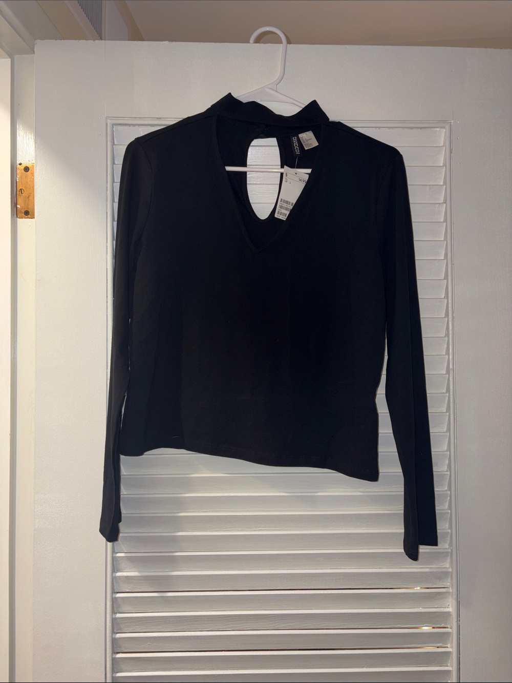 Trendy Cropped Black V-Neck Long Sleeve Women's Top🔥